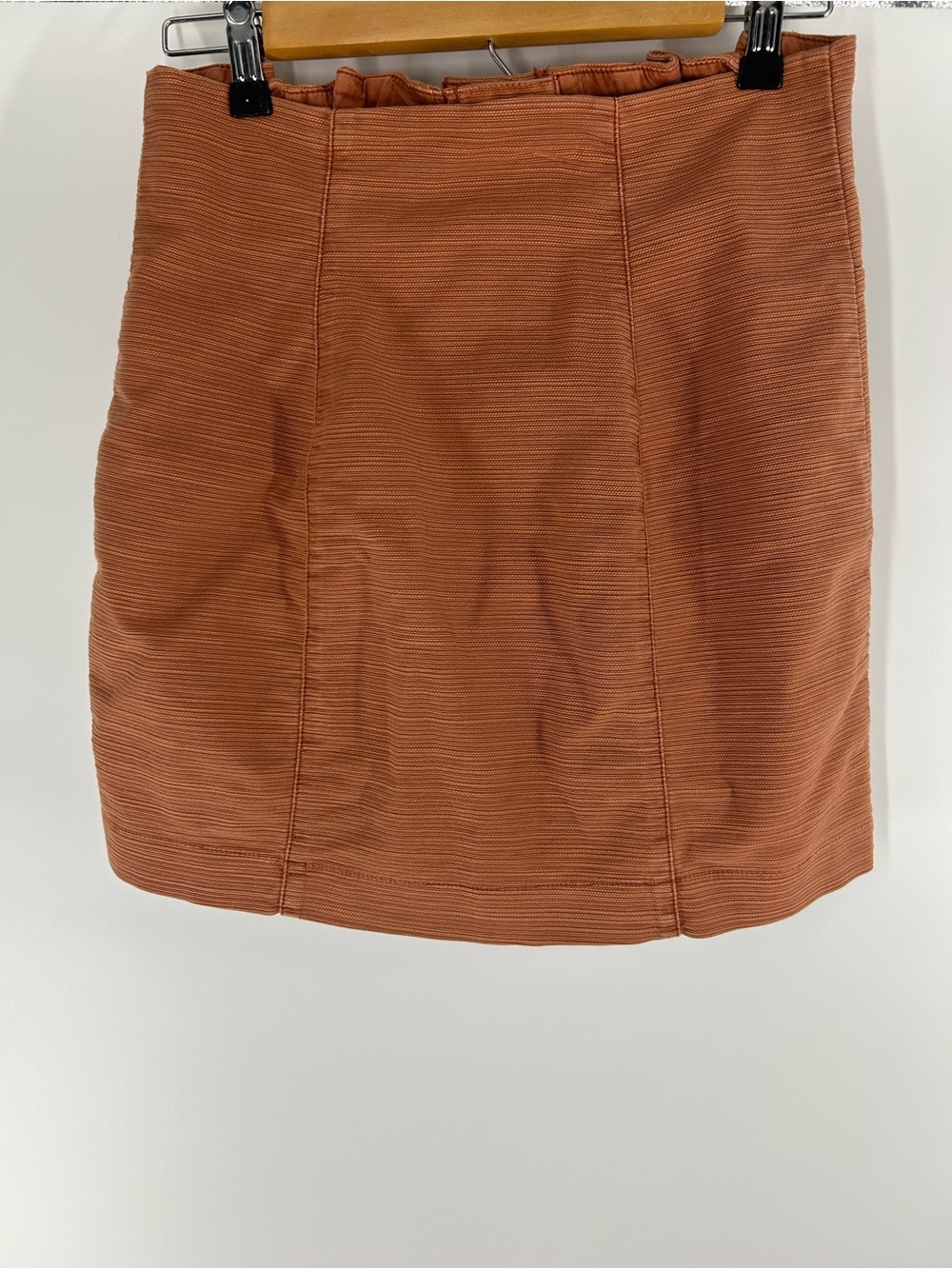 Free People Burnt Orange Button-Front Mini Skirt - Picture 3 of 6